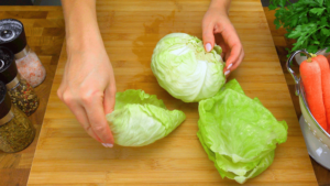 Fresh cabbage leaves prepared for stuffing