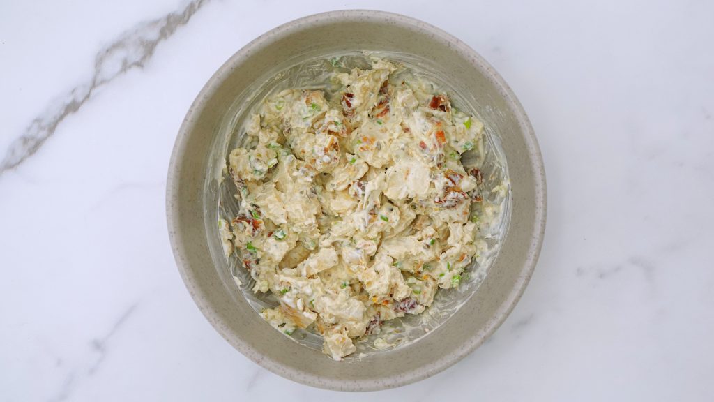 Smoky ranch chicken bites with a side of ranch dressing