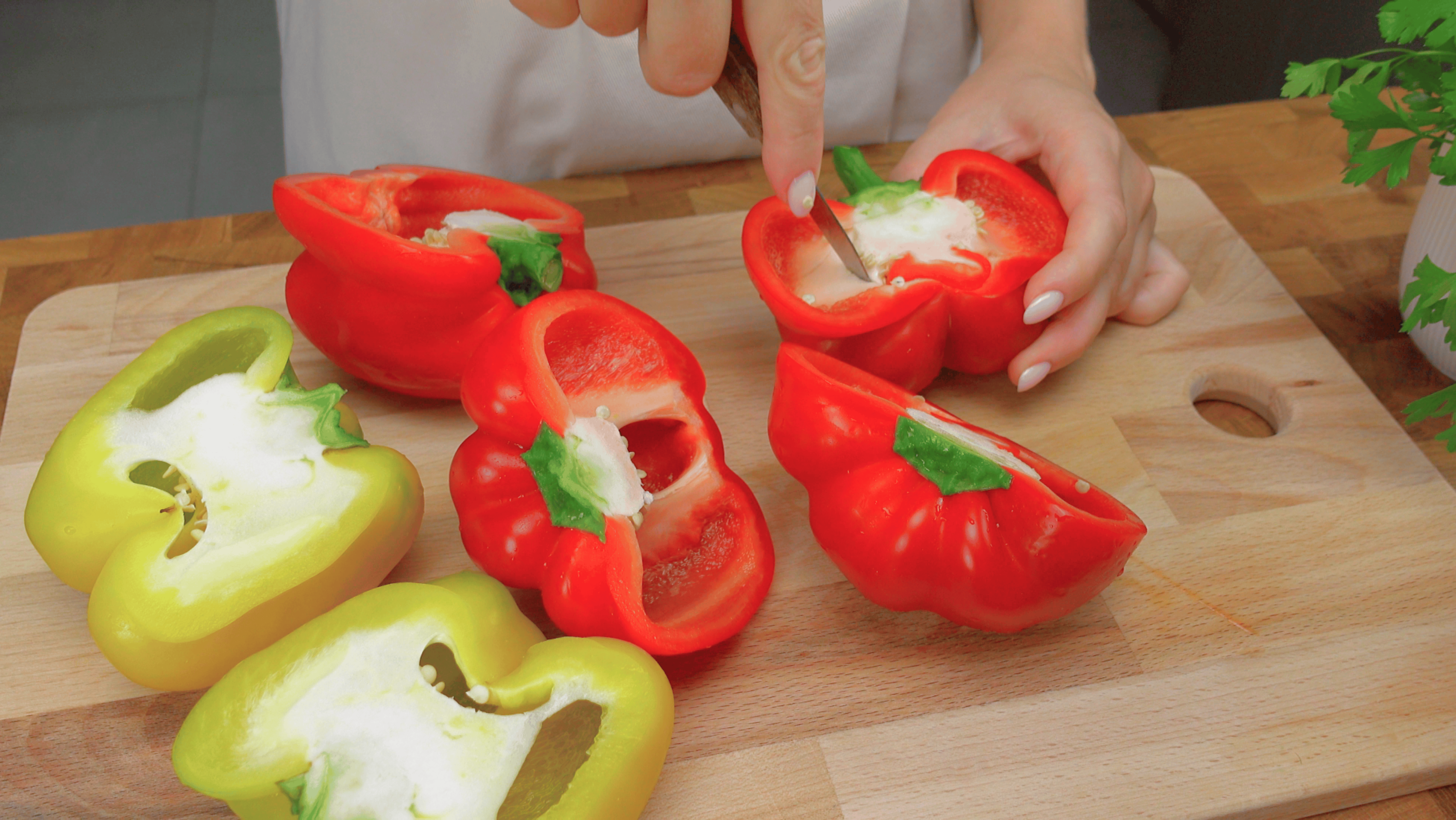 Cut and remove seeds bell peppers