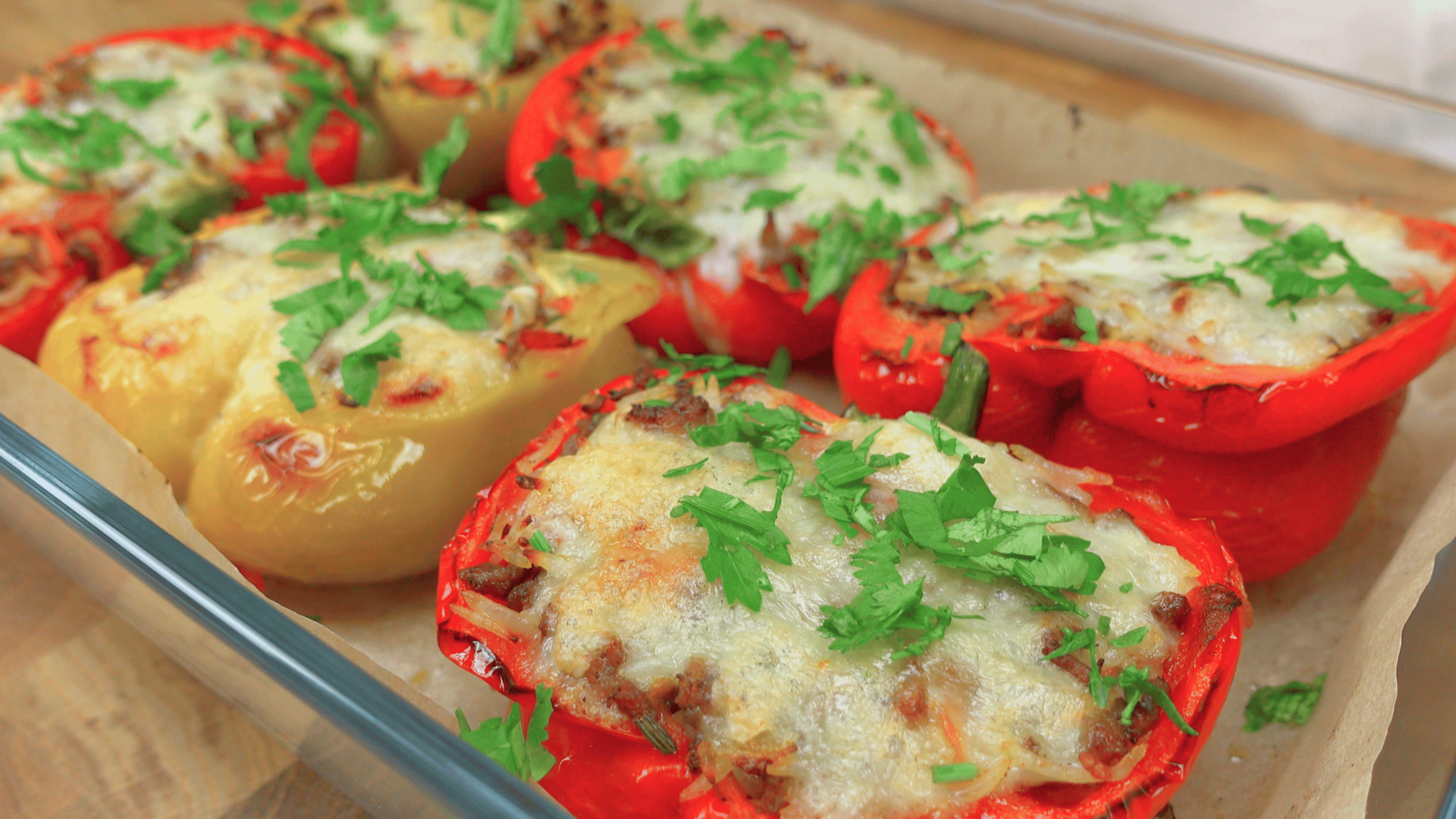 Stuffed bell peppers in oven